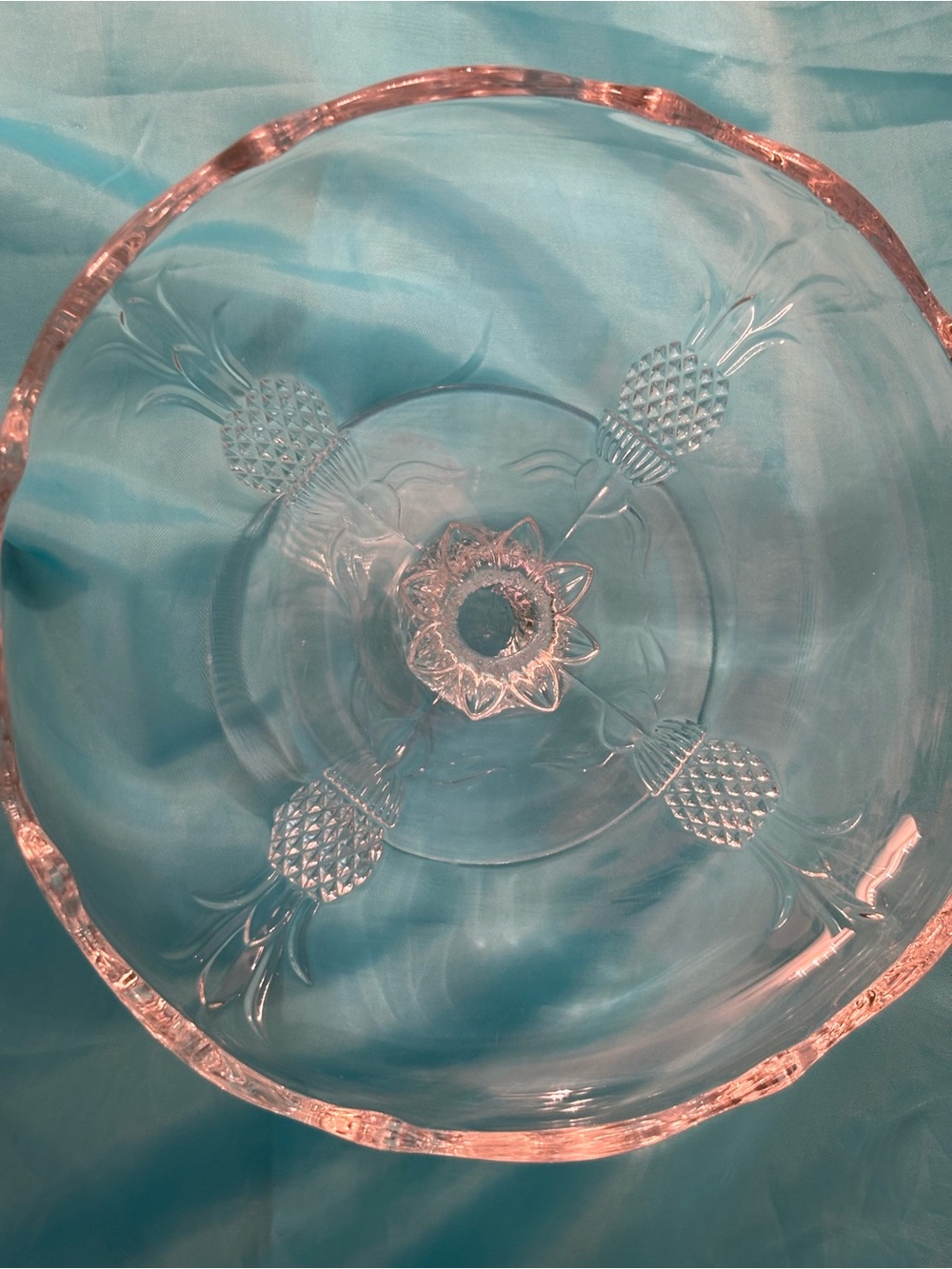 Vintage Glass Pineapple Motif Pedestal Plate